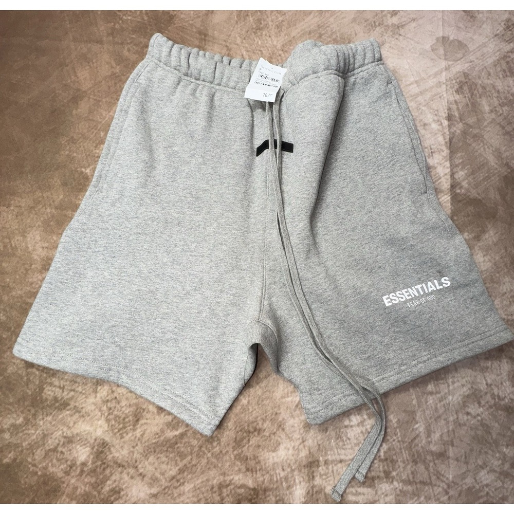 Essentials Fear Of God Gray Cotton Sweat Shorts Drawstring Pockets  Mens M - NWT